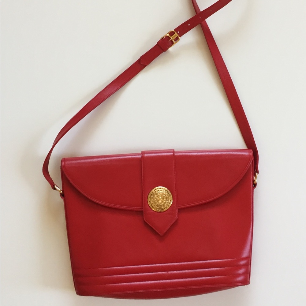 Vintage Yves Saint Laurent red leather crossbody